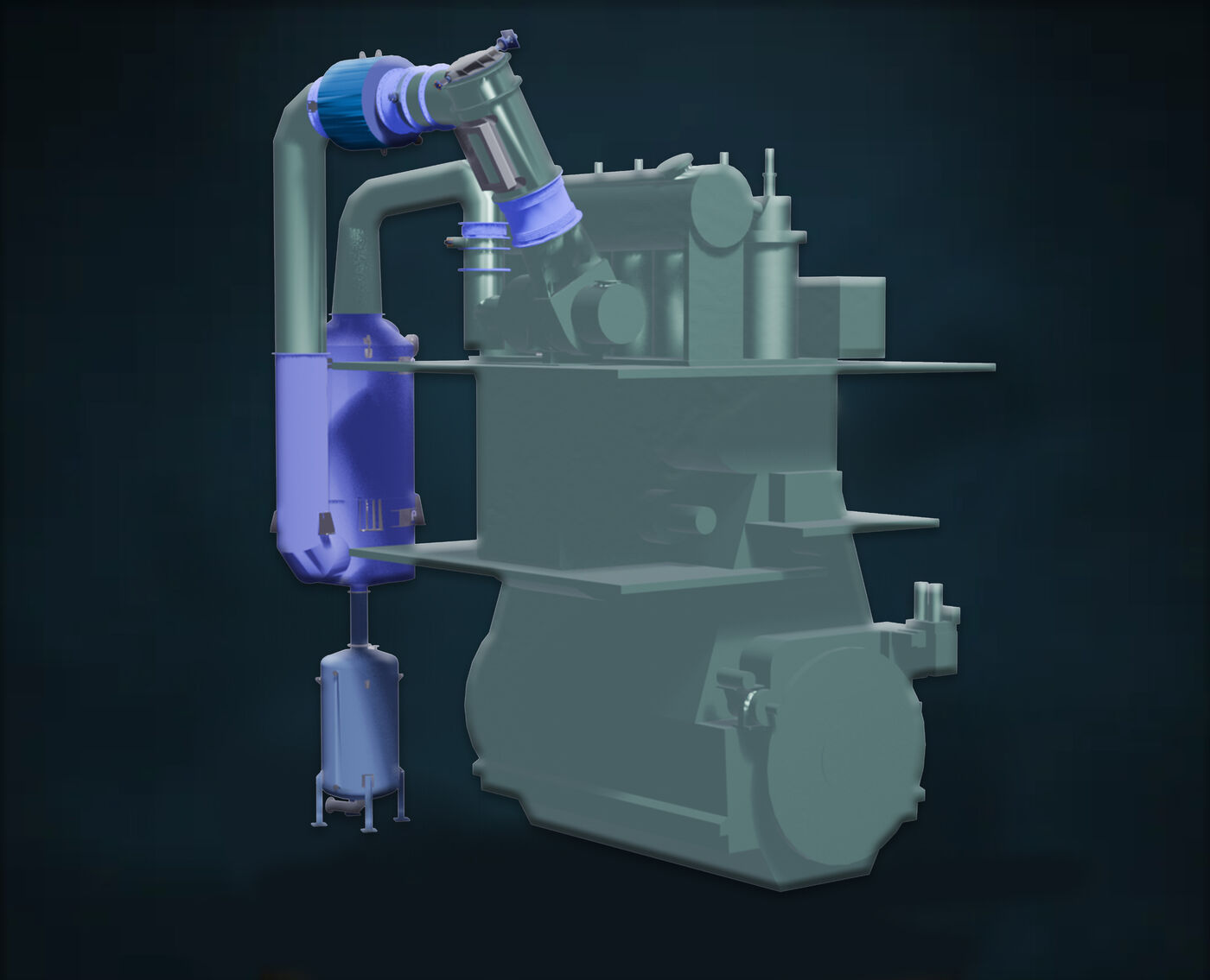 Motorul principal WinGD modelat 3D