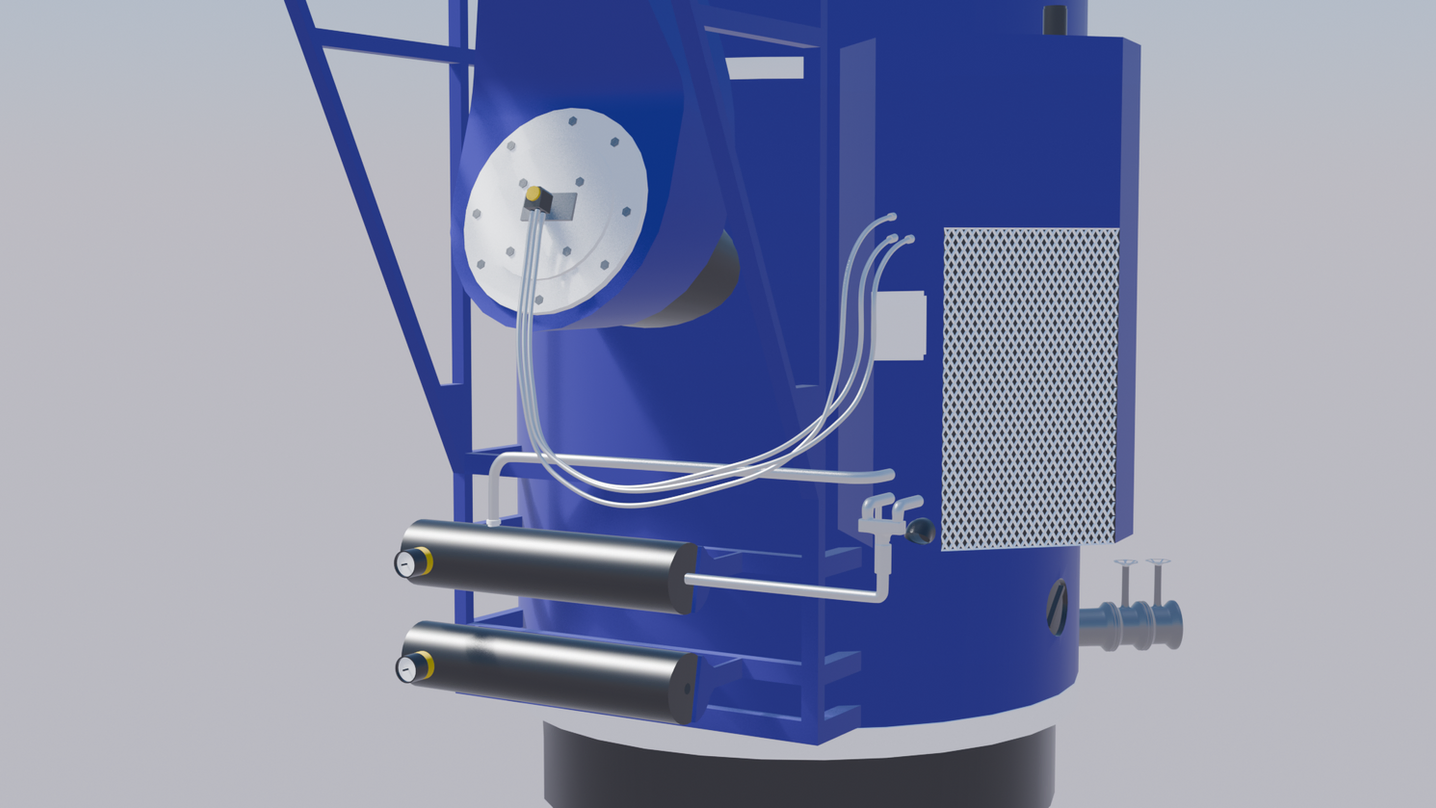 Auxiliary marine boiler modelled in 3D
